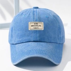 NEW Adjustable Faded Light Blue + White ‘Brooklyn Twenty N.86’ Baseball Cap OS